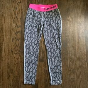 Nike Pro Dri-Fit Pink black and white leggings  KIDS size medium